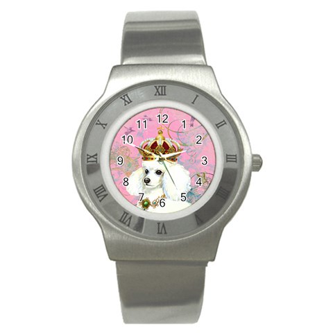 White Poodle Princess Print 5 By 6 Zazzle Copy Stainless Steel Watch from ArtsNow.com Front