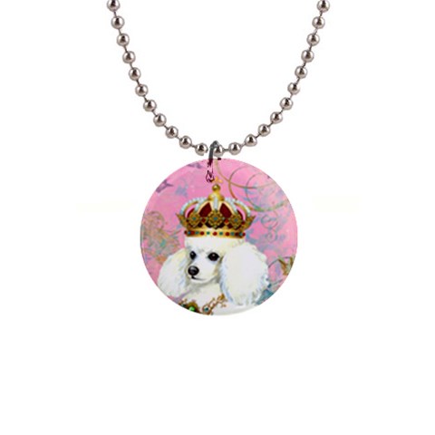 White Poodle Princess Print 5 By 6 Zazzle Copy 1  Button Necklace from ArtsNow.com Front