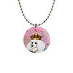 White Poodle Princess Print 5 By 6 Zazzle Copy 1  Button Necklace