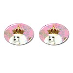 White Poodle Princess Print 5 By 6 Zazzle Copy Cufflinks (Oval)