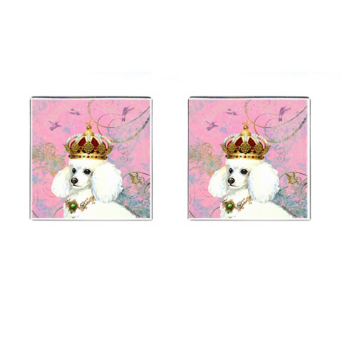 White Poodle Princess Print 5 By 6 Zazzle Copy Cufflinks (Square) from ArtsNow.com Front(Pair)