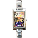 Indian Elephants Rectangular Italian Charm Watch