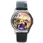 Indian Elephants Round Metal Watch