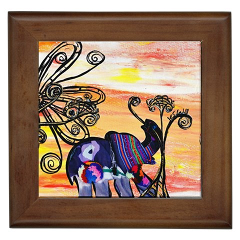 Indian Elephants Framed Tile from ArtsNow.com Front