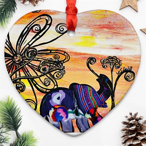 Indian Elephants Ornament (Heart) from ArtsNow.com Front