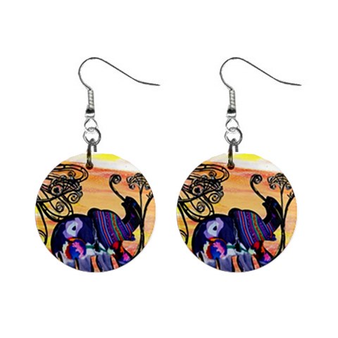 Indian Elephants 1  Button Earrings from ArtsNow.com Front