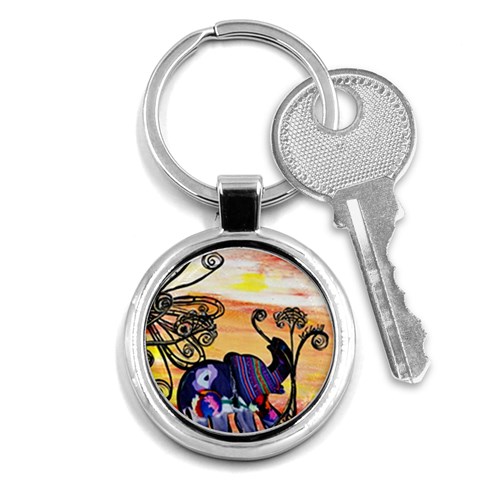 Indian Elephants Key Chain (Round) from ArtsNow.com Front