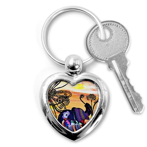 Indian Elephants Key Chain (Heart) from ArtsNow.com Front