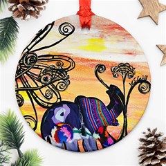 Indian Elephants Round Ornament (Two Sides) from ArtsNow.com Back