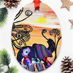 Indian Elephants Oval Ornament (Two Sides) from ArtsNow.com Back