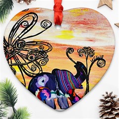 Indian Elephants Heart Ornament (Two Sides) from ArtsNow.com Front