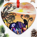 Indian Elephants Heart Ornament (Two Sides)