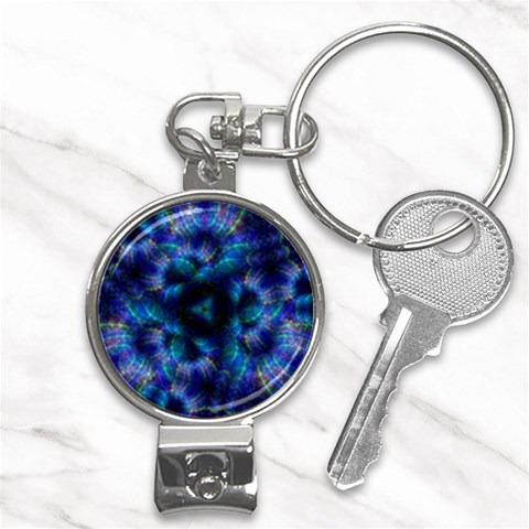 Fractal Blue Dreams Nail Clippers Key Chain from ArtsNow.com Front
