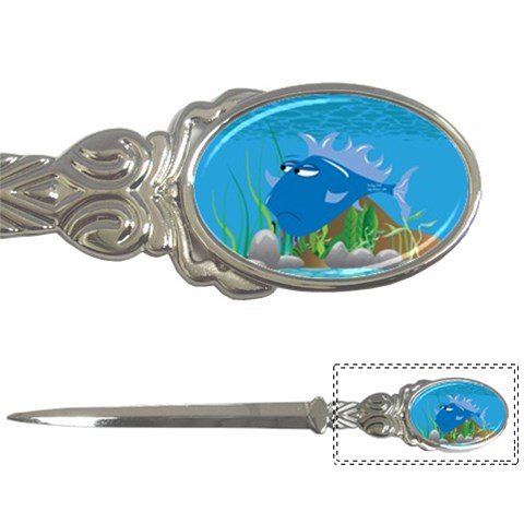 Blue Grumpy Fish Letter Opener from ArtsNow.com Front