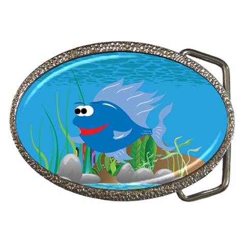 Blue Coolee Fish Belt Buckle from ArtsNow.com Front