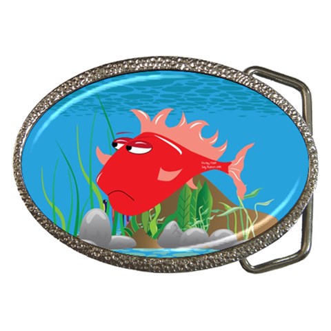 Red Grumpy Fish Belt Buckle from ArtsNow.com Front