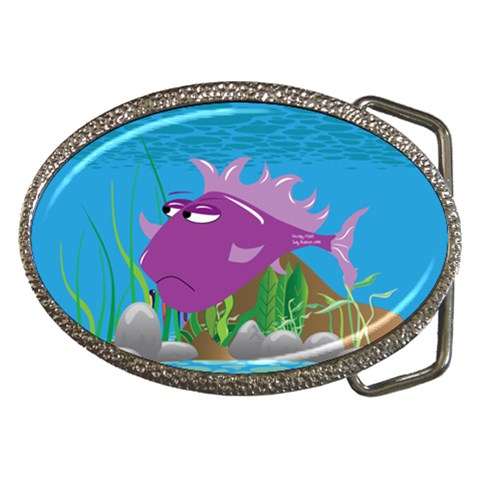 Purple Grumpy Fish Belt Buckle from ArtsNow.com Front