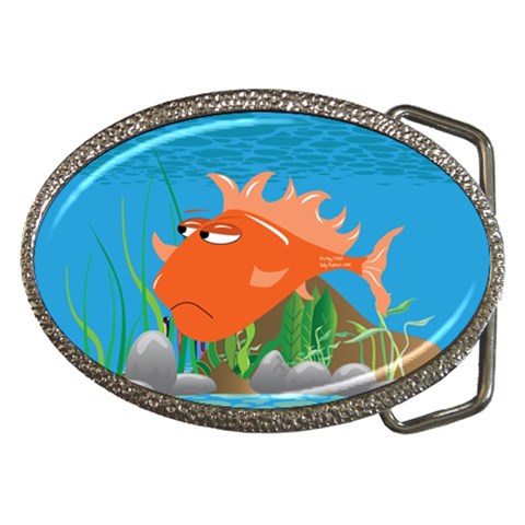 Orange Grumpy Fish Belt Buckle from ArtsNow.com Front