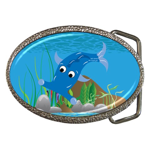 Blue Hammie Fish Belt Buckle from ArtsNow.com Front