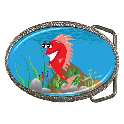 Red Happy Fish Belt Buckle from ArtsNow.com Front