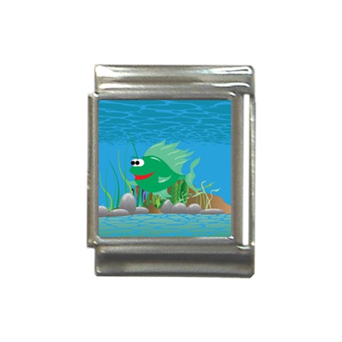 Green Coolee Fish Italian Charm (13mm) from ArtsNow.com Front