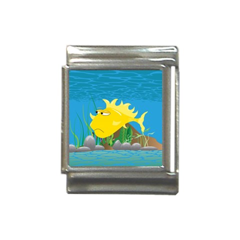 Yellow Grumpy Fish Italian Charm (13mm) from ArtsNow.com Front