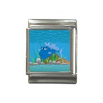 Blue Grumpy Fish Italian Charm (13mm)