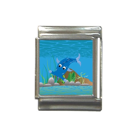 Blue Hammie Fish Italian Charm (13mm) from ArtsNow.com Front