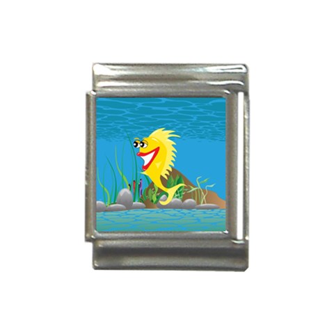Yellow Happy Fish Italian Charm (13mm) from ArtsNow.com Front