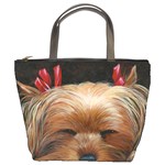 Sleeping Yorkie Painting Scan 300dpi Retouched Copy Bucket Bag