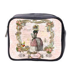Black Poodle Marie Antoinette W Roses Fini Zazz Mini Toiletries Bag (Two Sides) from ArtsNow.com Front