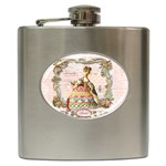 Marie A Colorful Dress Pink Roses Artsnow Hip Flask (6 oz)