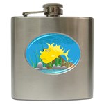 Yellow Grumpy Fish Hip Flask (6 oz)