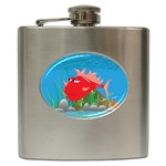 Red Grumpy Fish Hip Flask (6 oz)