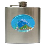 Blue Grumpy Fish Hip Flask (6 oz)