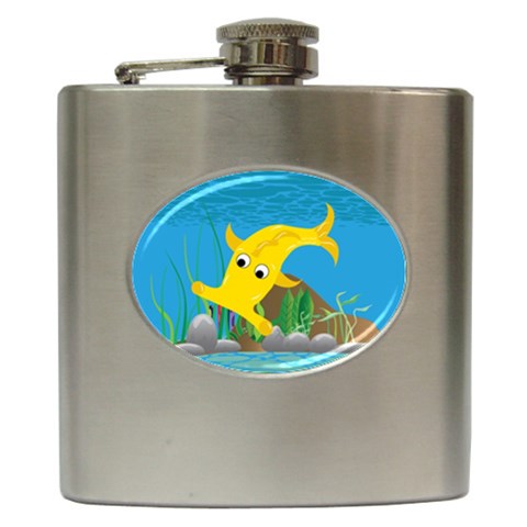 Yellow Hammie Fish Hip Flask (6 oz) from ArtsNow.com Front