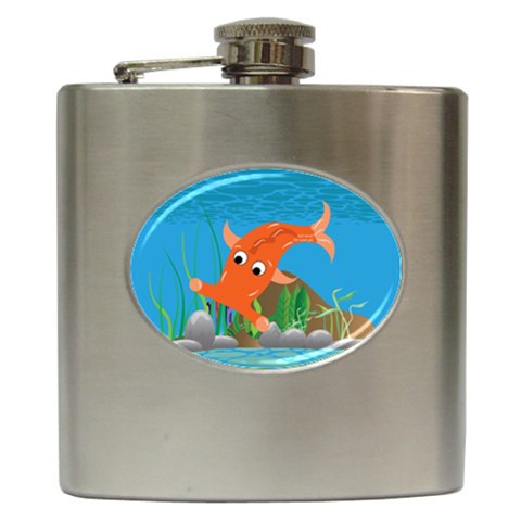 Orange Hammie Fish Hip Flask (6 oz) from ArtsNow.com Front