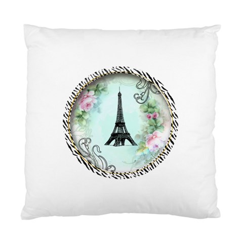 Eiffel Tower Pink Roses Circle For Zazzle Fini Cushion Case (Two Sides) from ArtsNow.com Front