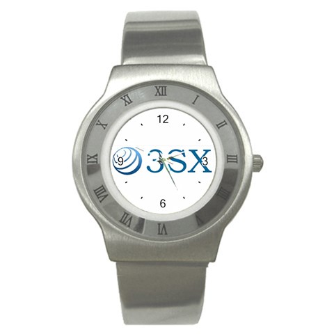 O3sx Logo Stainless Steel Watch from ArtsNow.com Front