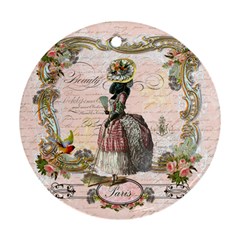Black Poodle Marie Antoinette W Roses Fini Zazz Round Ornament (Two Sides) from ArtsNow.com Back
