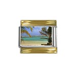 Belize Beach Gold Trim Italian Charm (9mm)