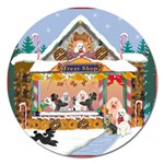 Poodle Christmas Treat Shop Gingerbread House Magnet 5  (Round)