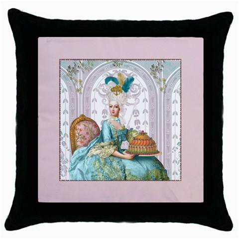 marie w pink panel pillow pink copy Throw Pillow Case (Black) from ArtsNow.com Front