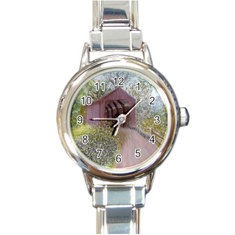 Coveredbridge300 Round Italian Charm Watch from ArtsNow.com Front