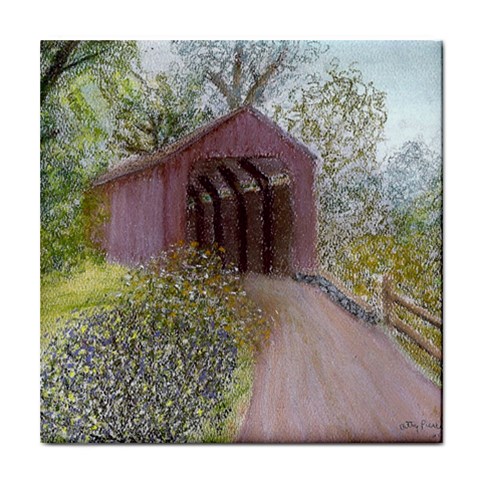 Coveredbridge300 Tile Coaster from ArtsNow.com Front