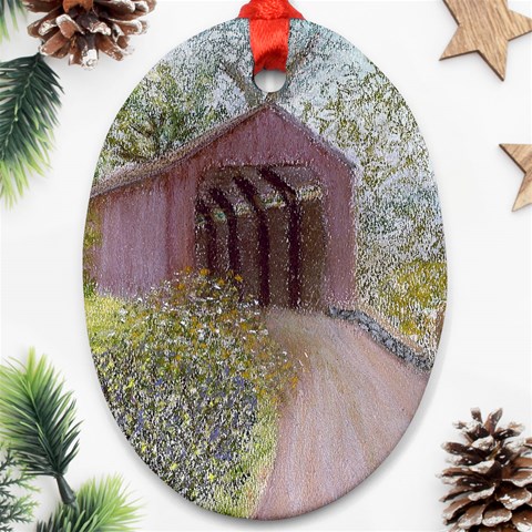 Coveredbridge300 Ornament (Oval) from ArtsNow.com Front