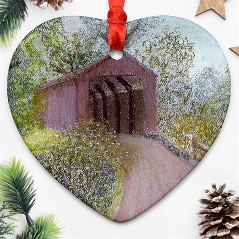 Coveredbridge300 Ornament (Heart) from ArtsNow.com Front