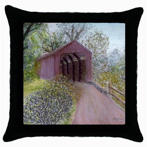 Coveredbridge300 Throw Pillow Case (Black) from ArtsNow.com Front