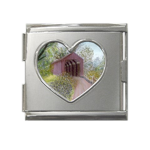 Coveredbridge300 Mega Link Heart Italian Charm (18mm) from ArtsNow.com Front