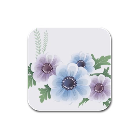Flower028 Rubber Square Coaster (4 pack) from ArtsNow.com Front